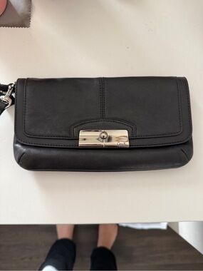 Coach Black Leather Wristlet/Clutch